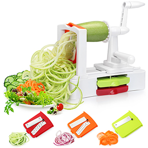 SHINE HAI Spiralizer Vegetable Slicer, Vegetable Spiralizer with Strong Stainless Steel Spiral 3-Blade, Best Veggie Pasta Spaghetti Salad Maker for Low Carb/Paleo/Gluten-Free 