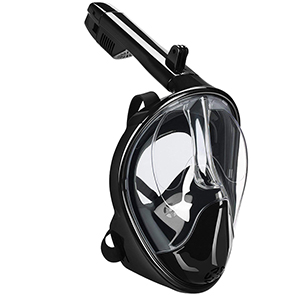 SHINE HAI 2018 Upgraded 180 Degree Full Face Snorkel Mask for Adults/Kids, Camera Mount with Adjustable Head Straps Design, Black, Size Large and Medium Both Fit