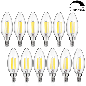 6W Dimmable Candelabra LED Filament Bulbs 5000K Daylight White