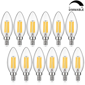 6W Dimmable Candelabra LED Filament Bulbs 2700K Warm White