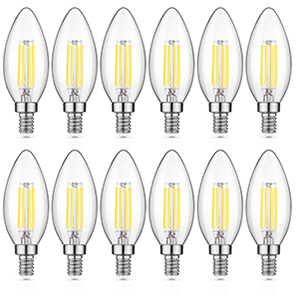 Candelabra LED Bulbs 6500K Cool White Chandelier B11 LED Bulb E12 Base Decorative Candle Light Bulb, Pack of 1