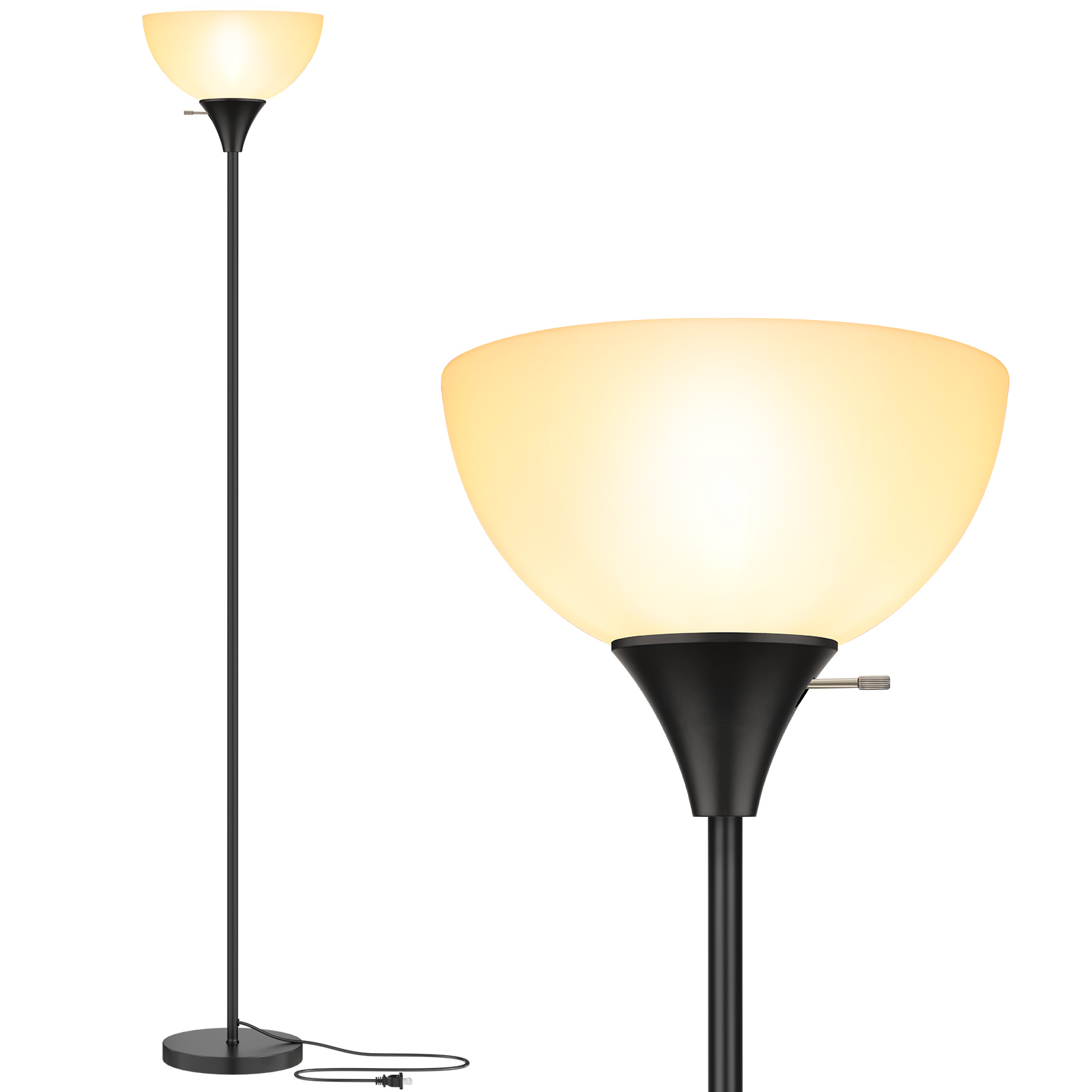 Black Modern Torchiere Floor Lamp